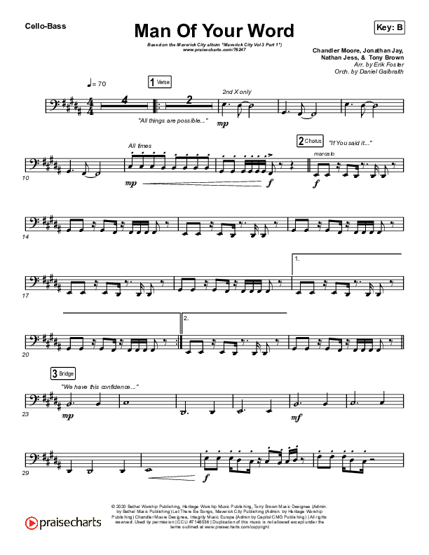 Man Of Your Word Cello/Bass (Maverick City Music)