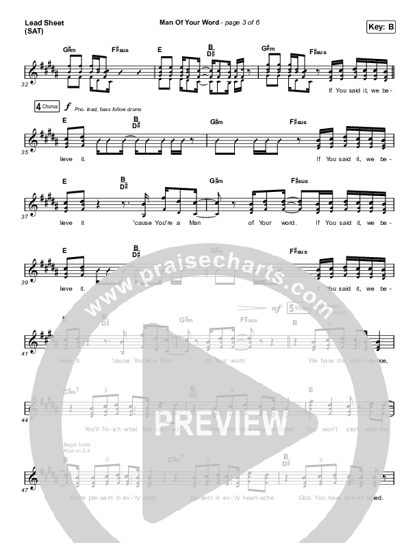 Man Of Your Word Lead Sheet (SAT) (Maverick City Music)