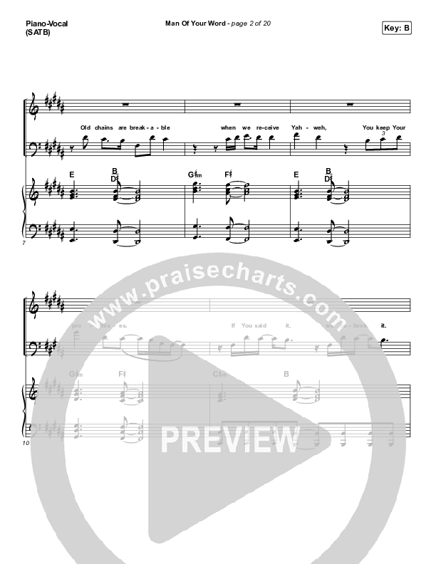 Man Of Your Word Piano/Vocal (SATB) (Maverick City Music)