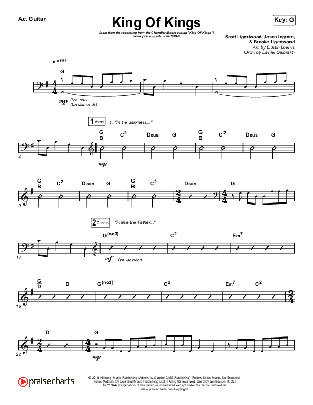 King Of Kings Acoustic Guitar Sheet Music PDF (Chandler Moore) PraiseCharts