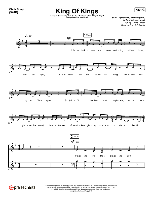 King Of Kings Choir Sheet (SATB) (Chandler Moore)