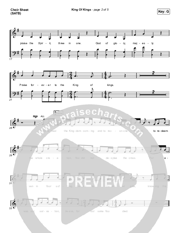 King Of Kings Choir Sheet (SATB) (Chandler Moore)