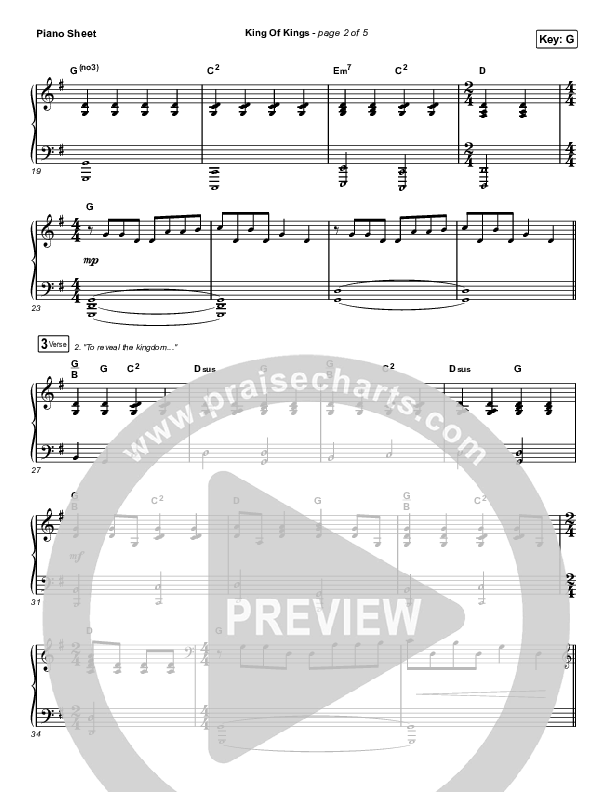 King Of Kings Piano Sheet (Chandler Moore)