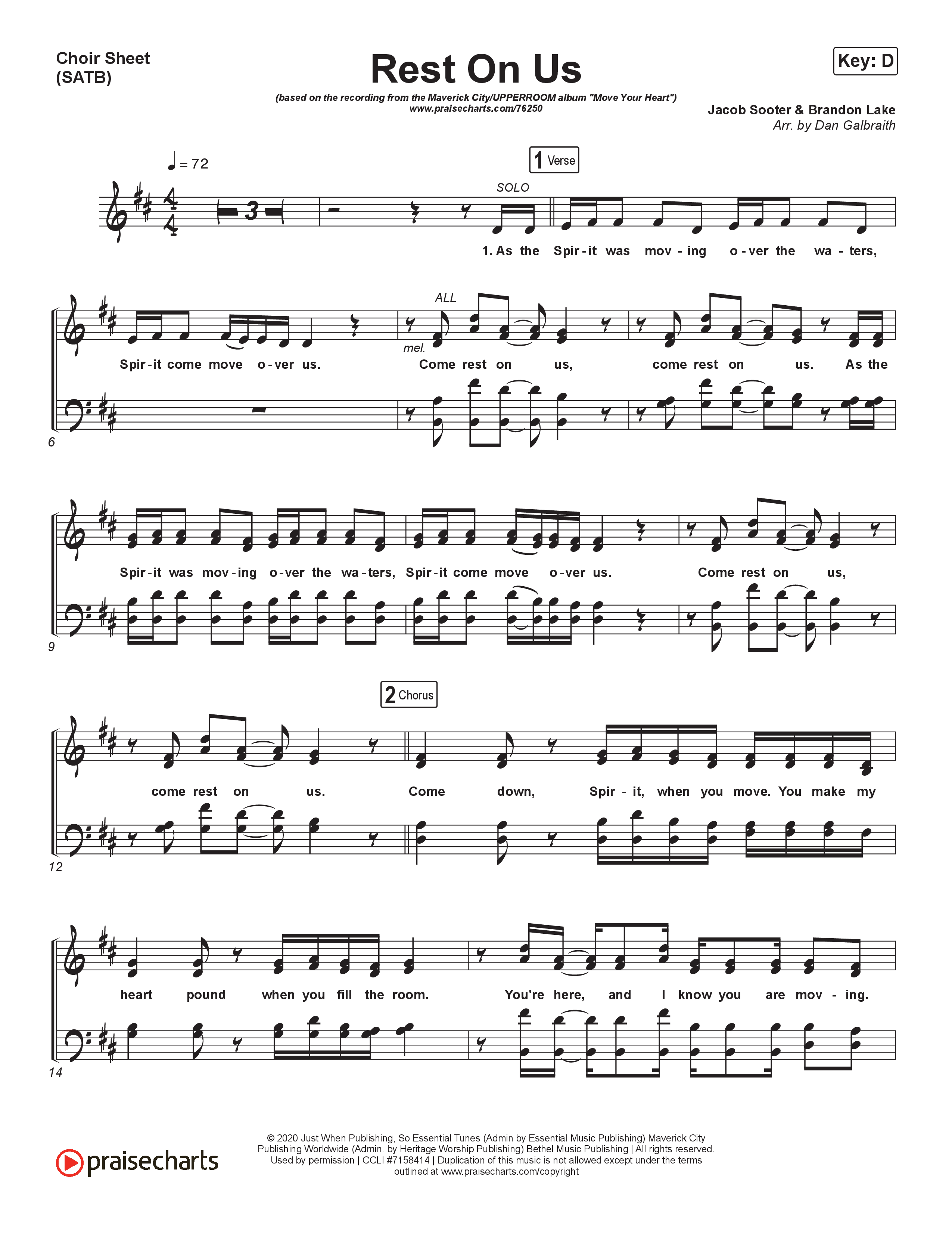 Rest On Us Choir Sheet (SATB) (Maverick City Music / UPPERROOM / Brandon Lake / Eniola Abioye)