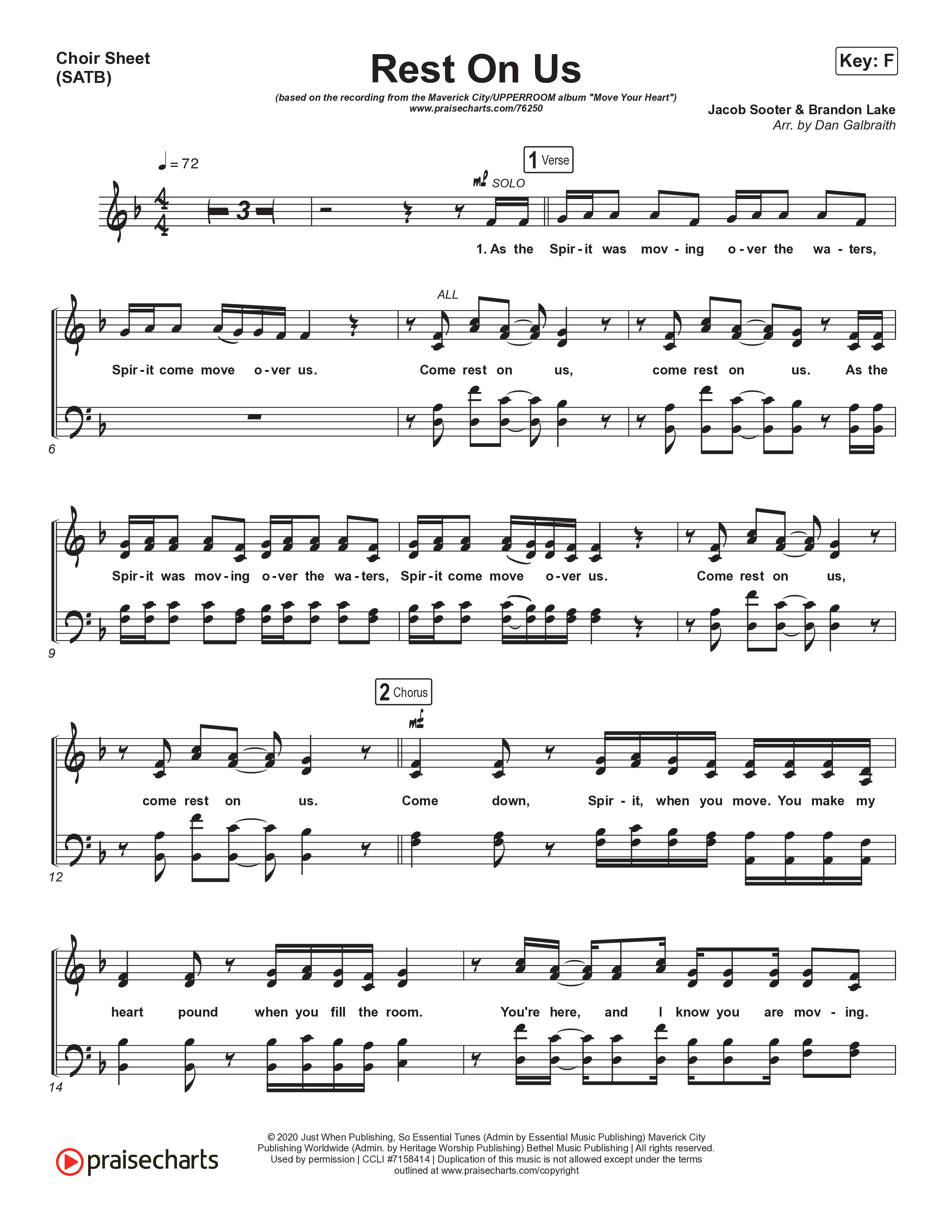 Rest On Us Choir Sheet (SATB) (Maverick City Music / UPPERROOM / Brandon Lake / Eniola Abioye)