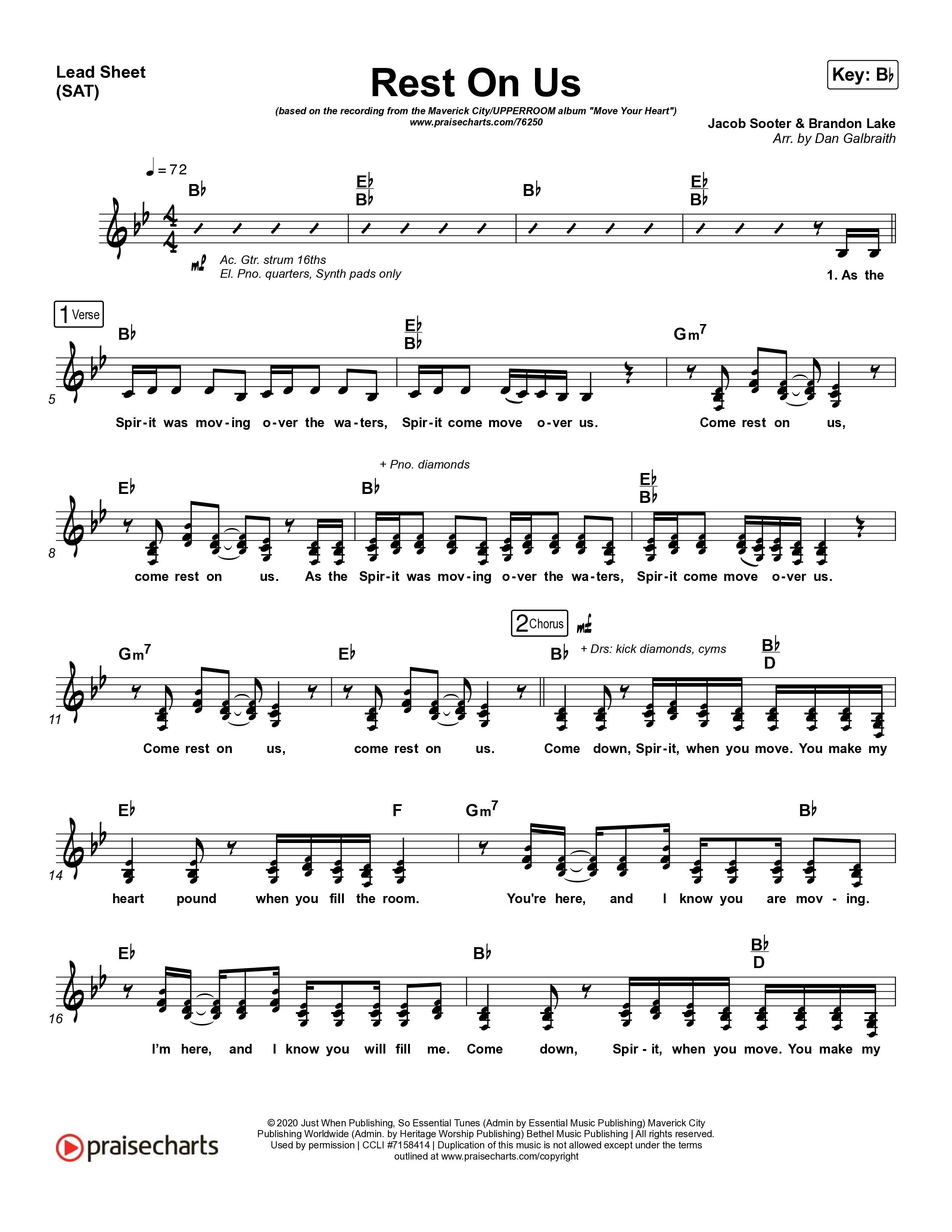 Rest On Us Lead Sheet (SAT) (Maverick City Music / UPPERROOM / Brandon Lake / Eniola Abioye)