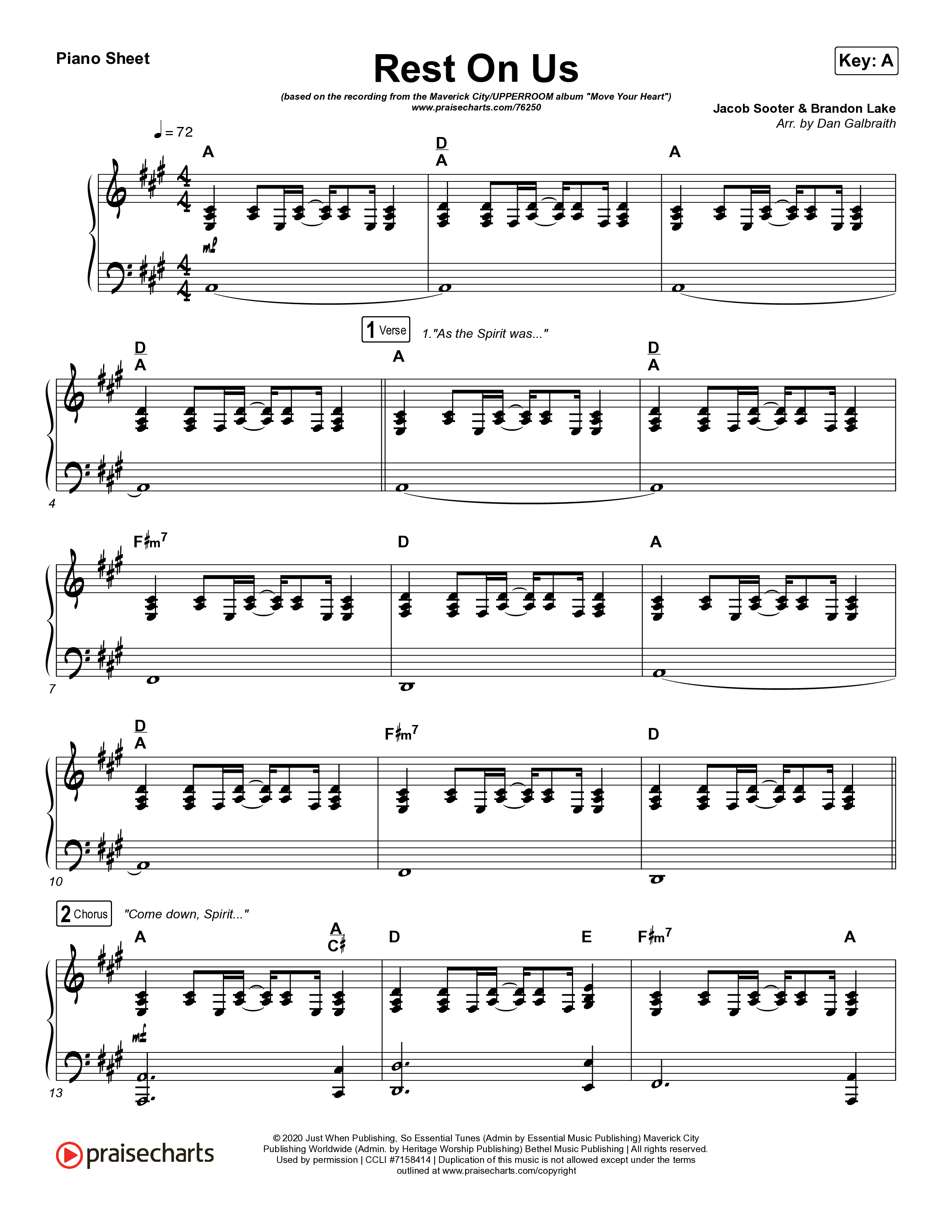 Rest On Us Piano Sheet (Maverick City Music / UPPERROOM / Brandon Lake / Eniola Abioye)