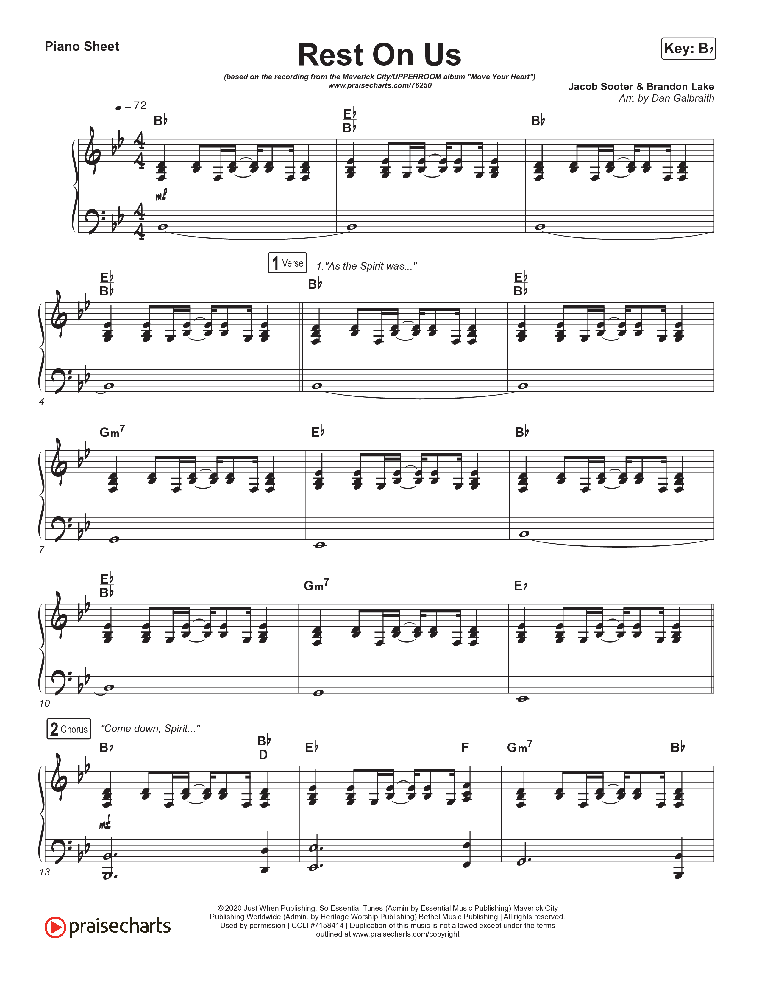 Rest On Us Piano Sheet (Maverick City Music / UPPERROOM / Brandon Lake / Eniola Abioye)