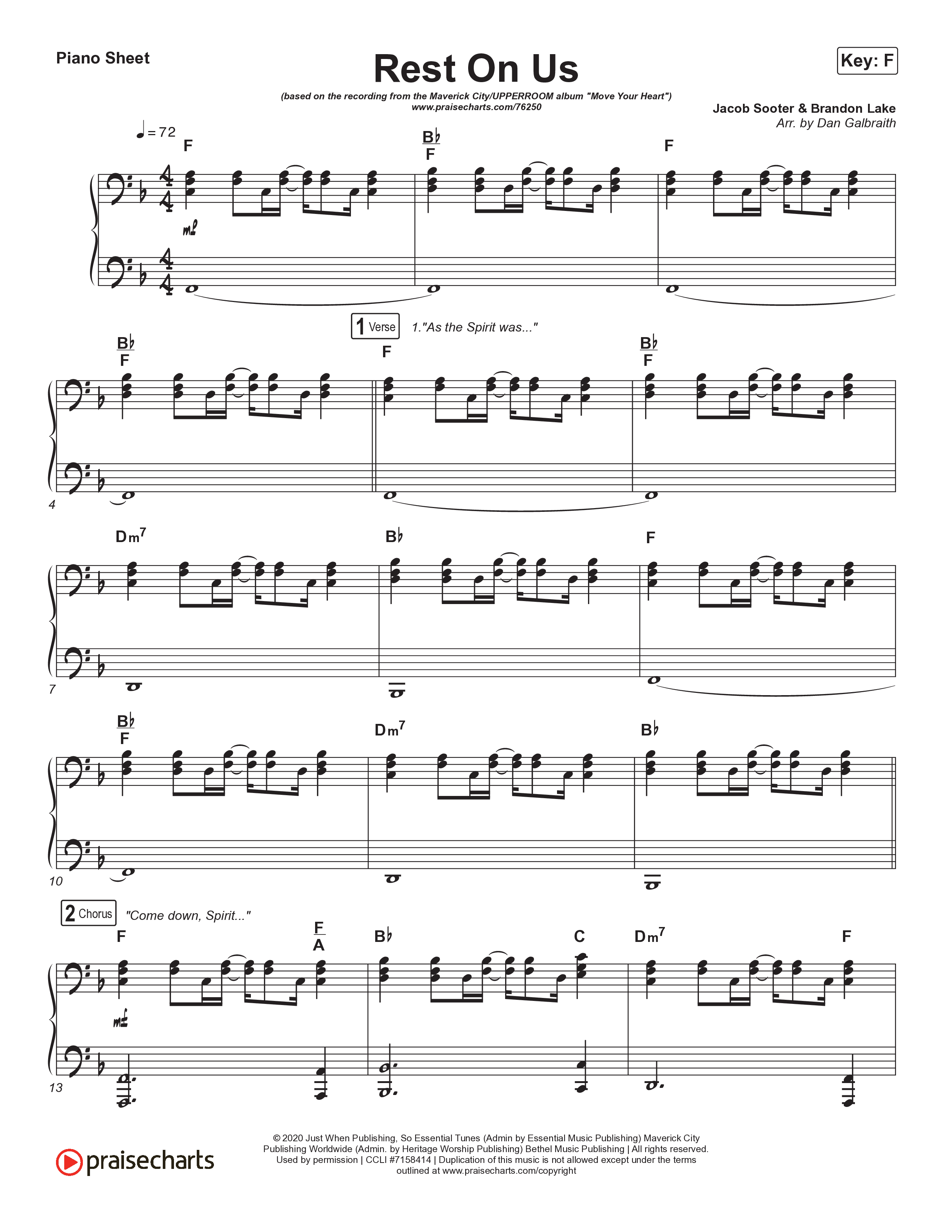 Rest On Us Piano Sheet (Maverick City Music / UPPERROOM / Brandon Lake / Eniola Abioye)