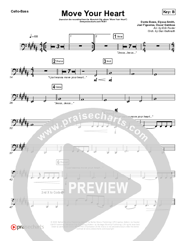 Move Your Heart Cello/Bass (Maverick City Music / UPPERROOM / Dante Bowe / Elyssa Smith)