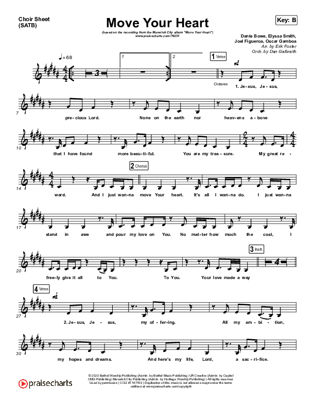 Move Your Heart Choir Sheet (SATB) (Maverick City Music / UPPERROOM / Dante Bowe / Elyssa Smith)