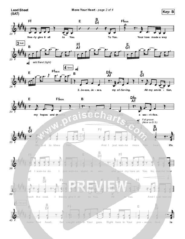 Move Your Heart Lead Sheet (SAT) (Maverick City Music / UPPERROOM / Dante Bowe / Elyssa Smith)