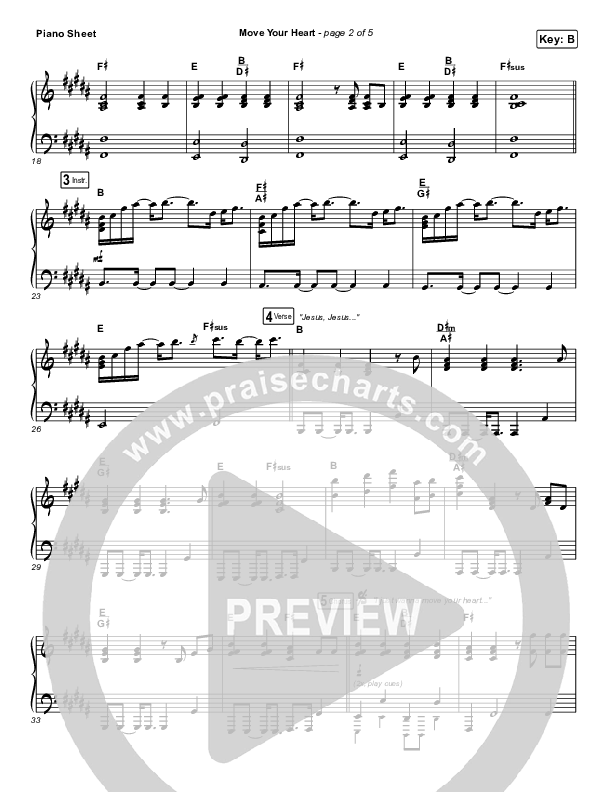 Move Your Heart Piano Sheet (Maverick City Music / UPPERROOM / Dante Bowe / Elyssa Smith)