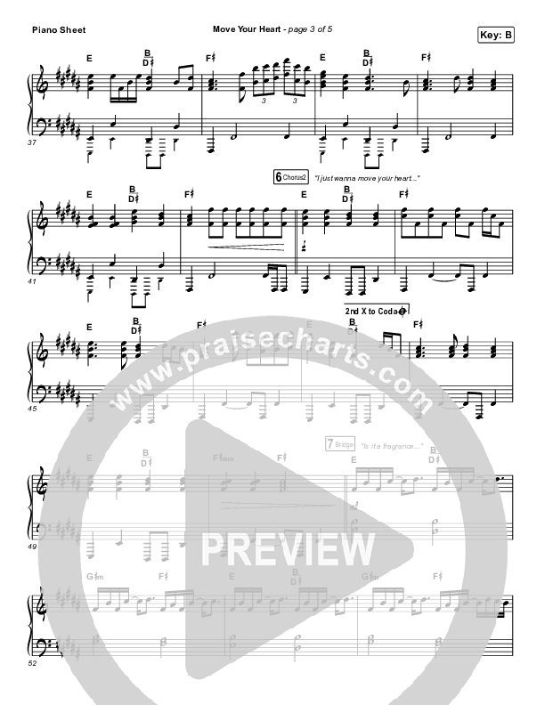 Move Your Heart Piano Sheet (Maverick City Music / UPPERROOM / Dante Bowe / Elyssa Smith)