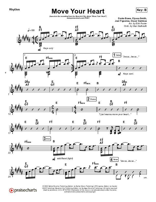 Move Your Heart Rhythm Chart (Maverick City Music / UPPERROOM / Dante Bowe / Elyssa Smith)