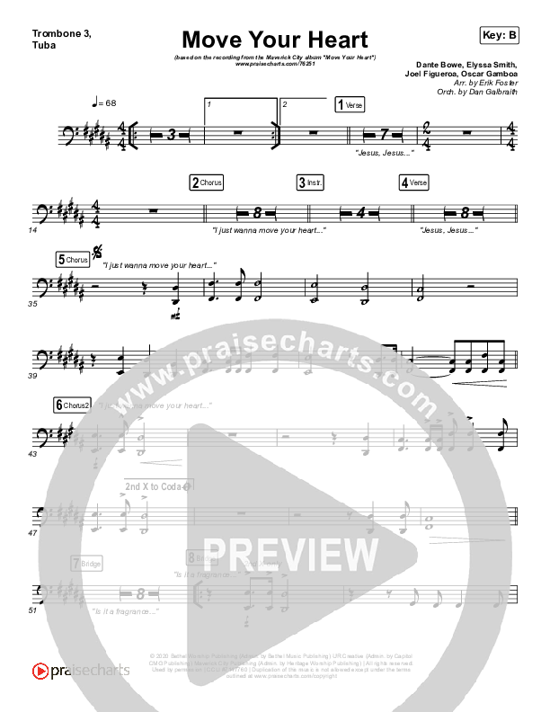 Move Your Heart Trombone 3/Tuba (Maverick City Music / UPPERROOM / Dante Bowe / Elyssa Smith)