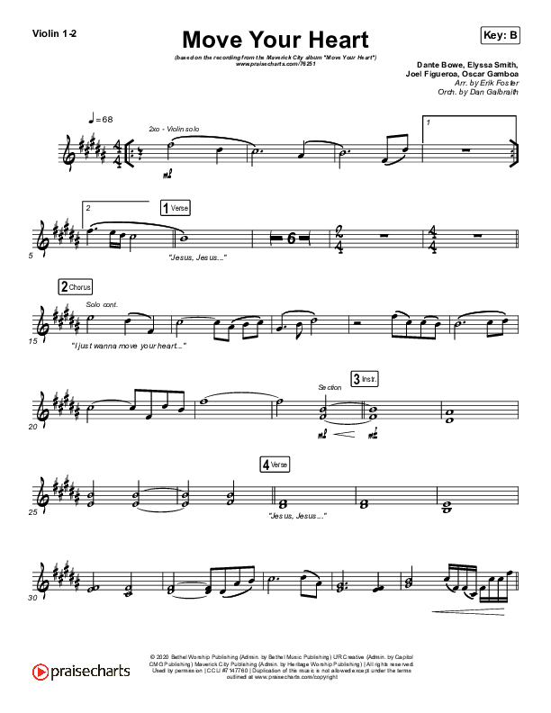 Move Your Heart Violin 1/2 (Maverick City Music / UPPERROOM / Dante Bowe / Elyssa Smith)