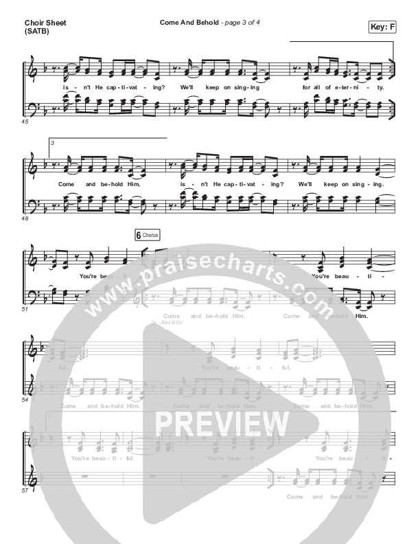 Come And Behold Choir Sheet (SATB) (Maverick City Music / UPPERROOM / Elyssa Smith / Chandler Moore)