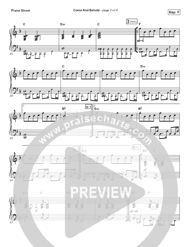 Come And Behold Piano Sheet (Maverick City Music / UPPERROOM / Elyssa Smith / Chandler Moore)