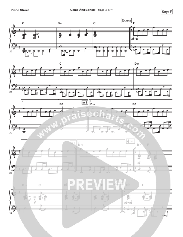Come And Behold Piano Sheet (Maverick City Music / UPPERROOM / Elyssa Smith / Chandler Moore)