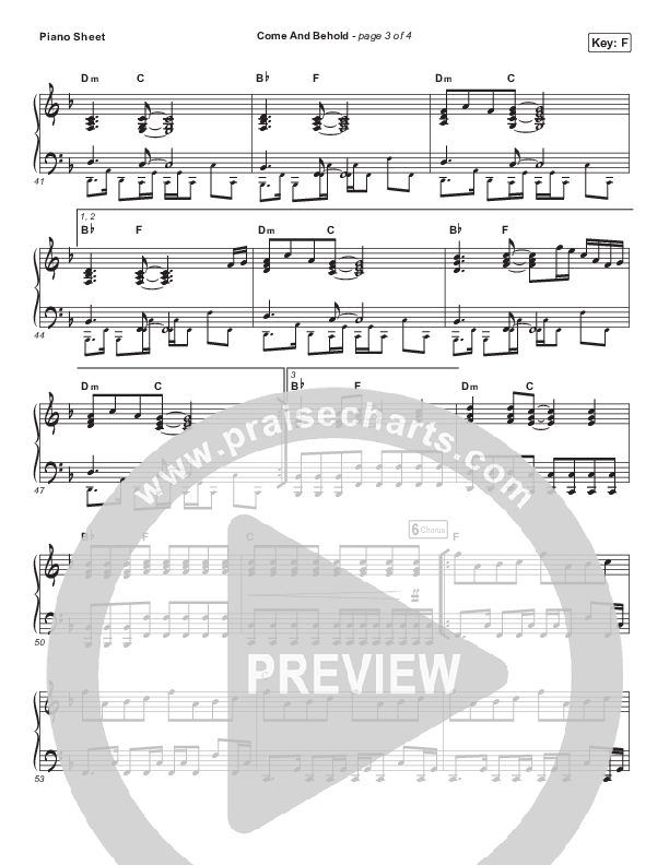 Come And Behold Piano Sheet (Maverick City Music / UPPERROOM / Elyssa Smith / Chandler Moore)