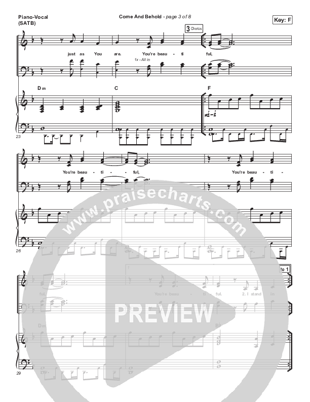 Come And Behold Piano/Vocal (SATB) (Maverick City Music / UPPERROOM / Elyssa Smith / Chandler Moore)