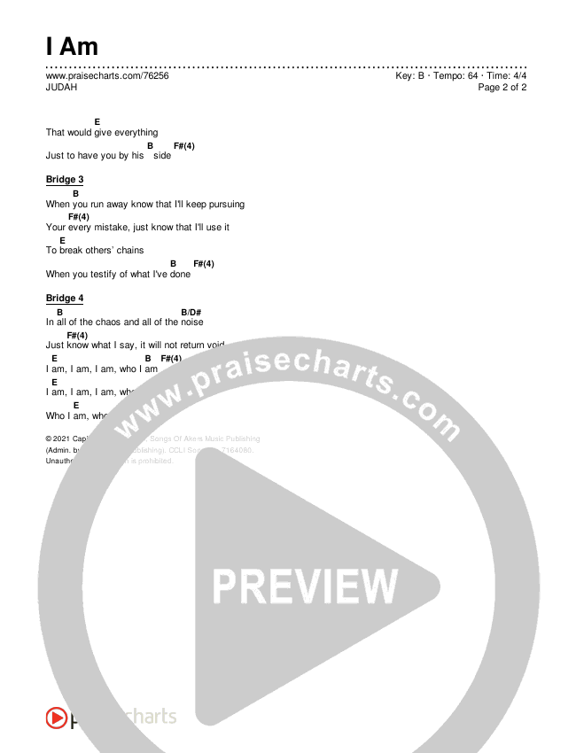I Am Chords & Lyrics (JUDAH)
