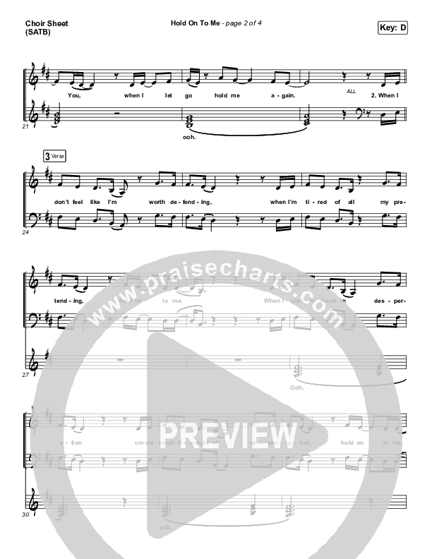 Hold On To Me Choir Sheet (SATB) (Lauren Daigle)