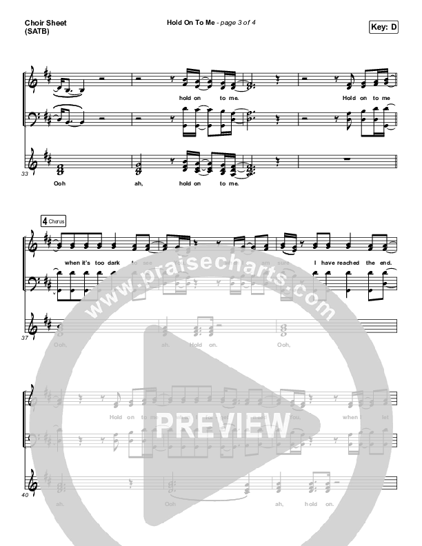 Hold On To Me Choir Sheet (SATB) (Lauren Daigle)