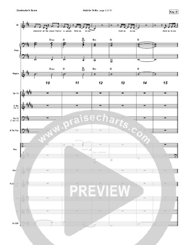 Hold On To Me Conductor's Score (Lauren Daigle)