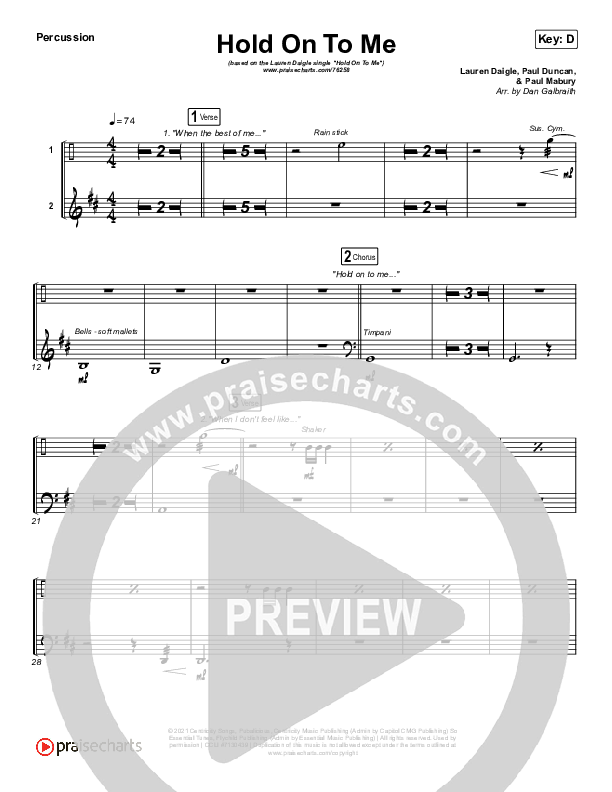 Hold On To Me Percussion (Lauren Daigle)