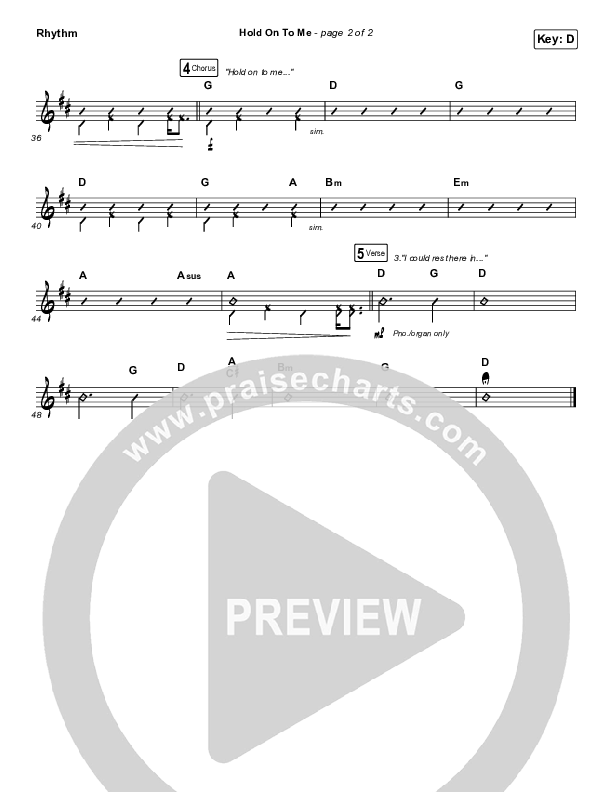 Hold On To Me Rhythm Chart (Lauren Daigle)