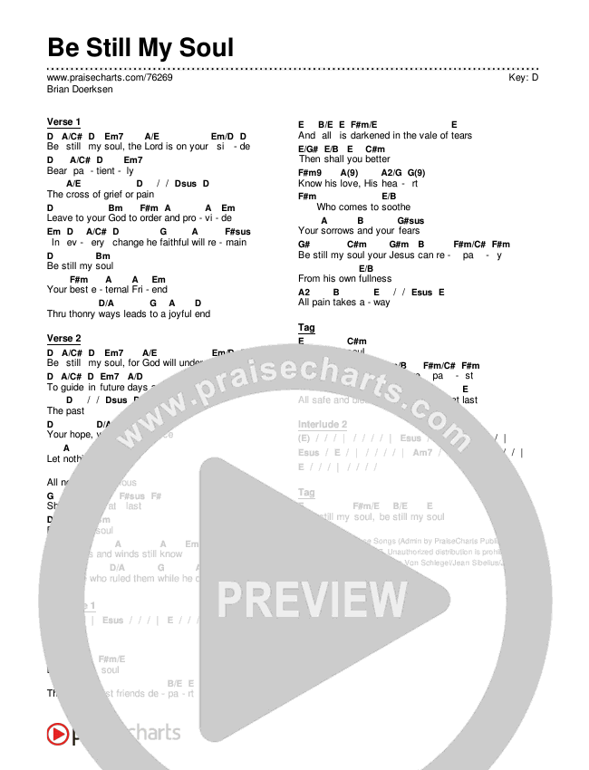 Be Still My Soul Chords & Lyrics (Brian Doerksen)