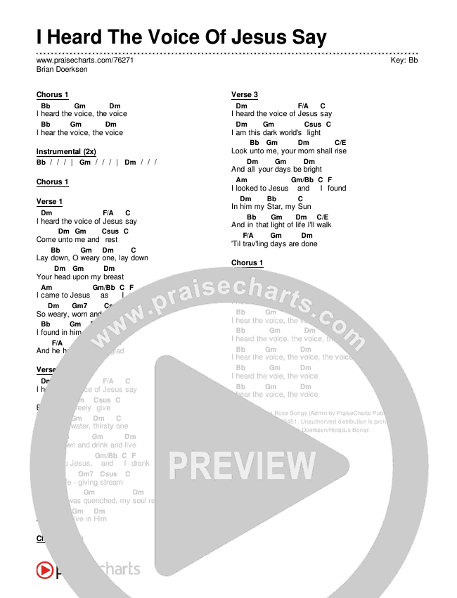 I Heard The Voice Of Jesus Say Chords & Lyrics (Brian Doerksen)