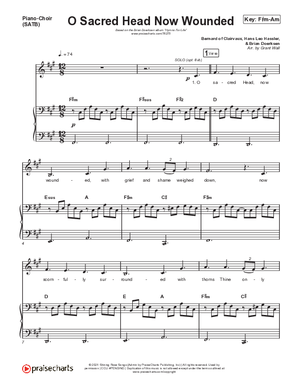 O Sacred Head Now Wounded Piano/Vocal Pack (Brian Doerksen)