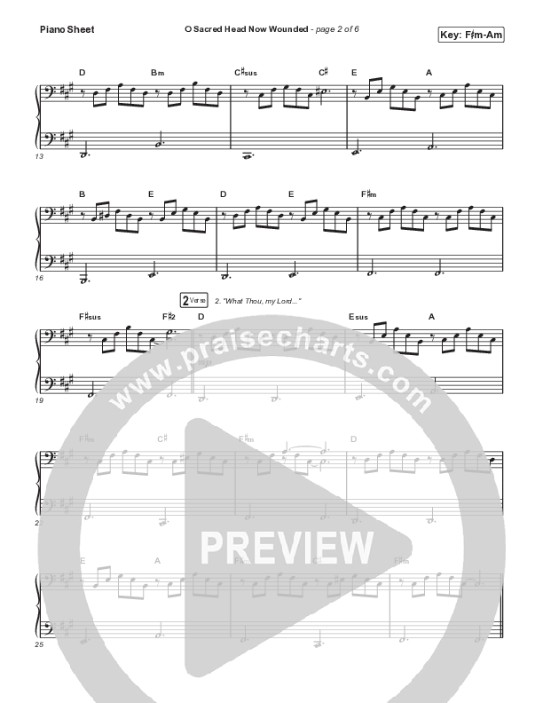 O Sacred Head Now Wounded Piano Sheet (Brian Doerksen)