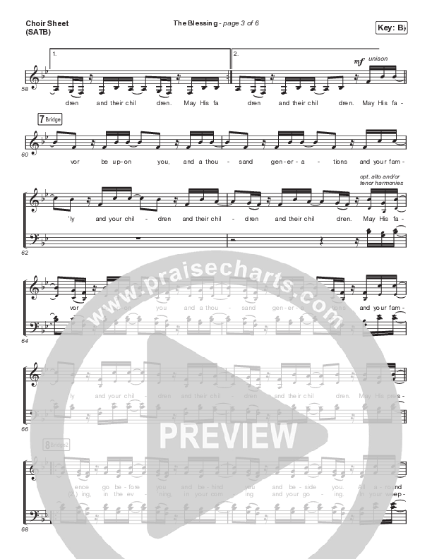 The Blessing (Choral Anthem SATB) Choir Sheet (SATB) (Elevation Worship / Cody Carnes / Kari Jobe / Arr. Cliff Duren / Mason Brown)