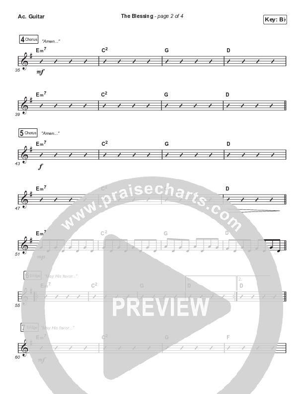 The Blessing (Choral Anthem SATB) Acoustic Guitar (Elevation Worship / Cody Carnes / Kari Jobe / Arr. Cliff Duren / Mason Brown)