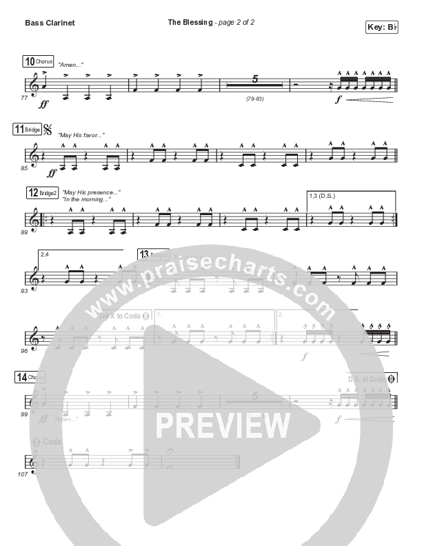 The Blessing (Choral Anthem SATB) Bass Clarinet (Elevation Worship / Cody Carnes / Kari Jobe / Arr. Cliff Duren / Mason Brown)