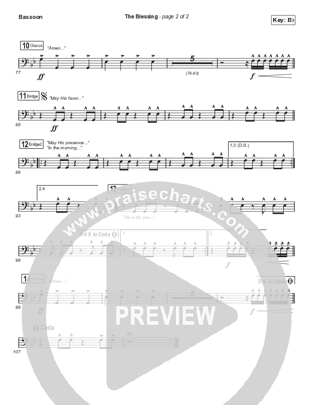 The Blessing (Choral Anthem SATB) Bassoon (Elevation Worship / Cody Carnes / Kari Jobe / Arr. Cliff Duren / Mason Brown)