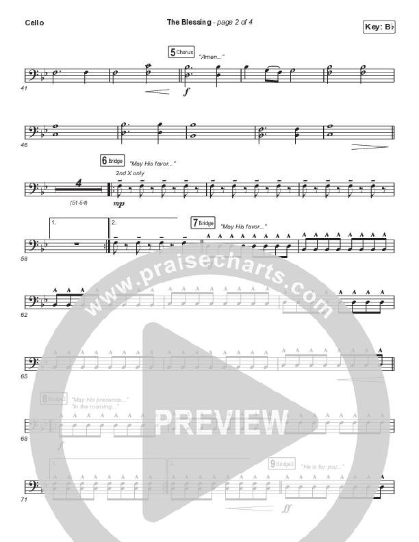 The Blessing (Choral Anthem SATB) Cello (Elevation Worship / Cody Carnes / Kari Jobe / Arr. Cliff Duren / Mason Brown)