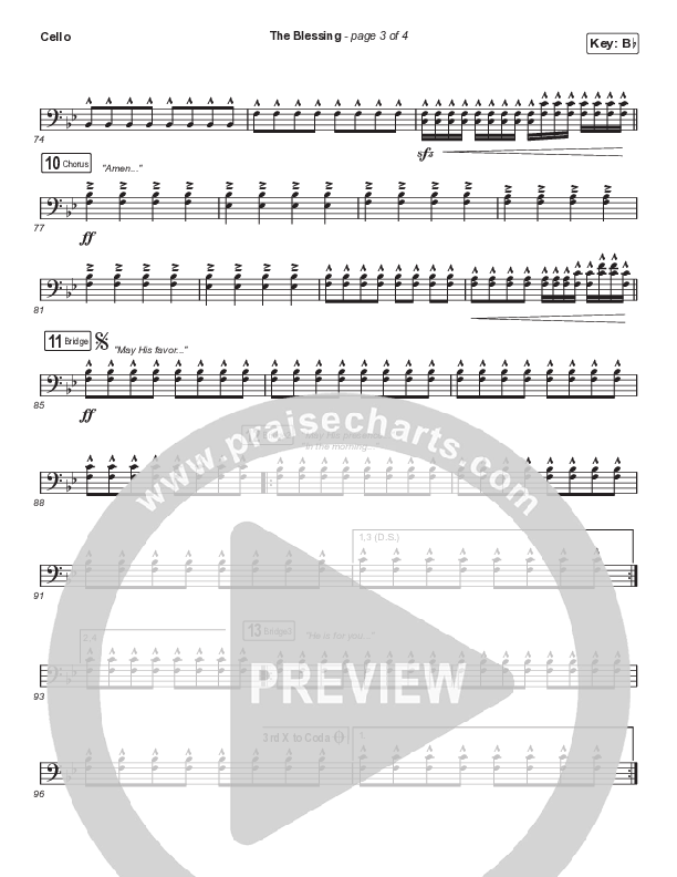 The Blessing (Choral Anthem SATB) Cello (Elevation Worship / Cody Carnes / Kari Jobe / Arr. Cliff Duren / Mason Brown)