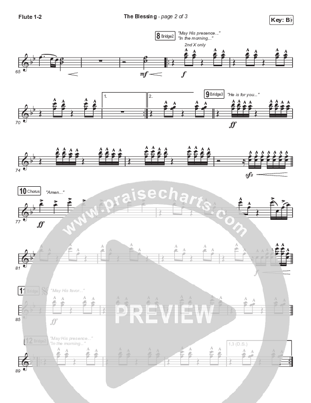 The Blessing (Choral Anthem SATB) Flute 1/2 (Elevation Worship / Cody Carnes / Kari Jobe / Arr. Cliff Duren / Mason Brown)