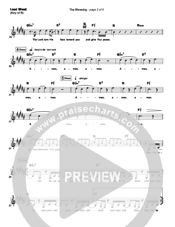 The Blessing (Choral Anthem SATB) Lead Sheet (Melody) (Elevation Worship / Cody Carnes / Kari Jobe / Arr. Cliff Duren / Mason Brown)