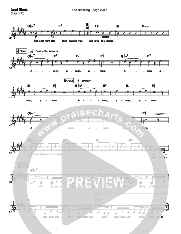 The Blessing (Choral Anthem SATB) Lead Sheet (Melody) (Elevation Worship / Cody Carnes / Kari Jobe / Arr. Cliff Duren / Mason Brown)