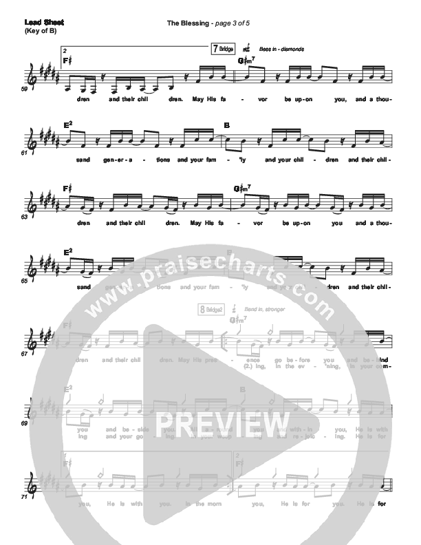 The Blessing (Choral Anthem SATB) Lead Sheet (Melody) (Elevation Worship / Cody Carnes / Kari Jobe / Arr. Cliff Duren / Mason Brown)