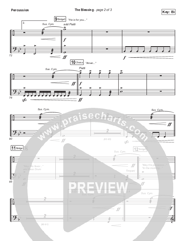 The Blessing (Choral Anthem SATB) Percussion (Elevation Worship / Cody Carnes / Kari Jobe / Arr. Cliff Duren / Mason Brown)