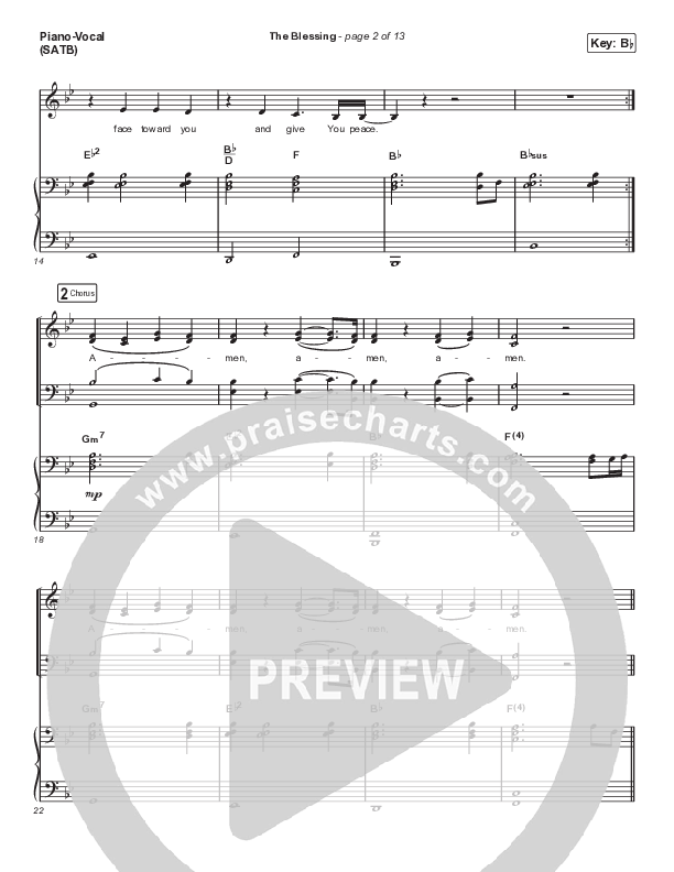 The Blessing (Choral Anthem SATB) Piano/Vocal & Lead (Elevation Worship / Cody Carnes / Kari Jobe / Arr. Cliff Duren / Mason Brown)