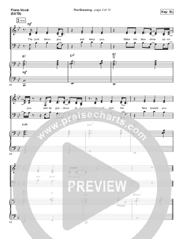 The Blessing (Choral Anthem SATB) Piano/Vocal Pack (Elevation Worship / Cody Carnes / Kari Jobe / Arr. Cliff Duren / Mason Brown)