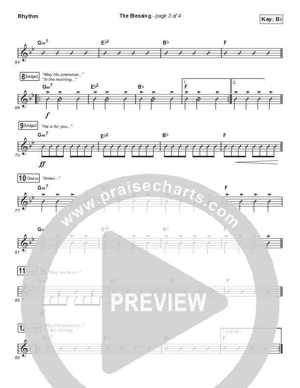 The Blessing (Choral Anthem SATB) Rhythm Chart (Elevation Worship / Cody Carnes / Kari Jobe / Arr. Cliff Duren / Mason Brown)